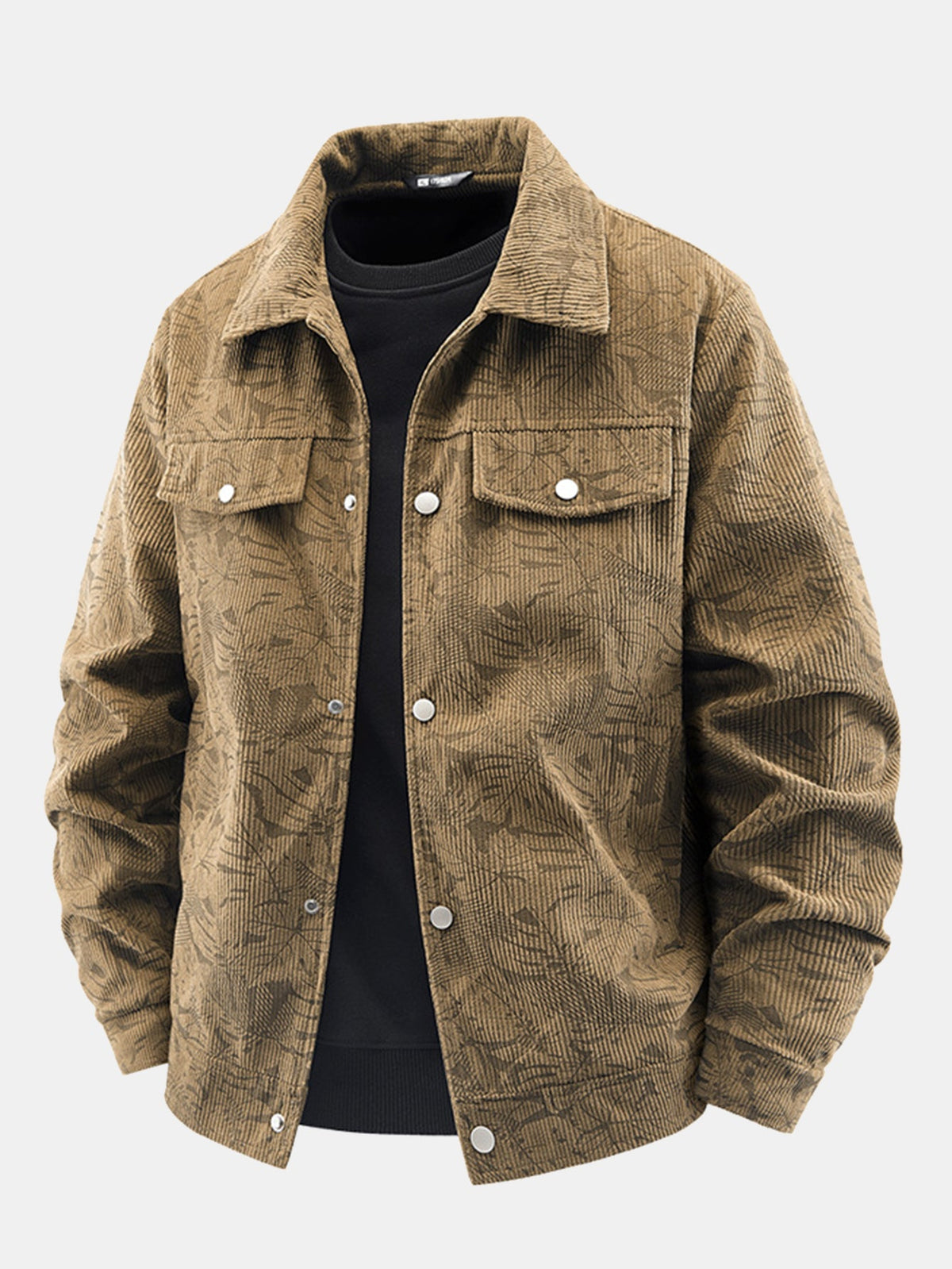 Chaqueta de pana con estampado de hojas