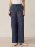 Pantalones de cintura recta 100% lino
