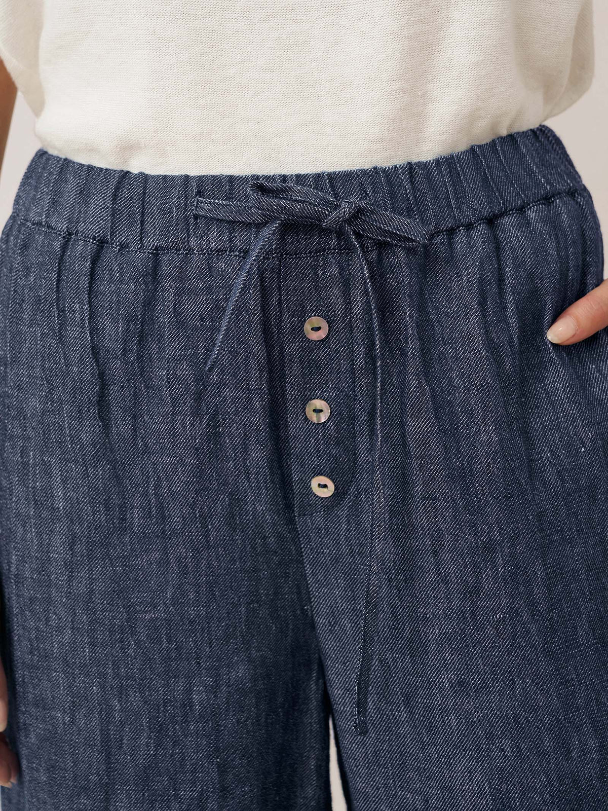 Pantalones de cintura recta 100% lino