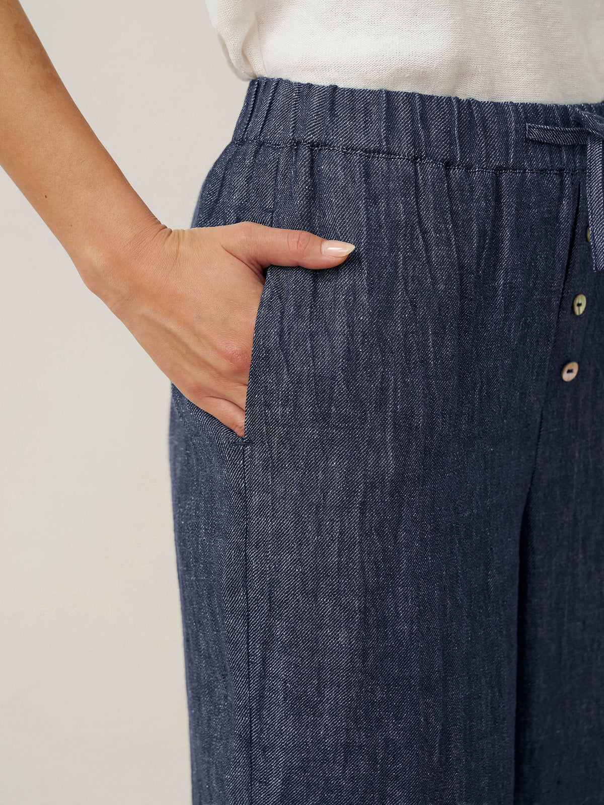 Pantalones de cintura recta 100% lino