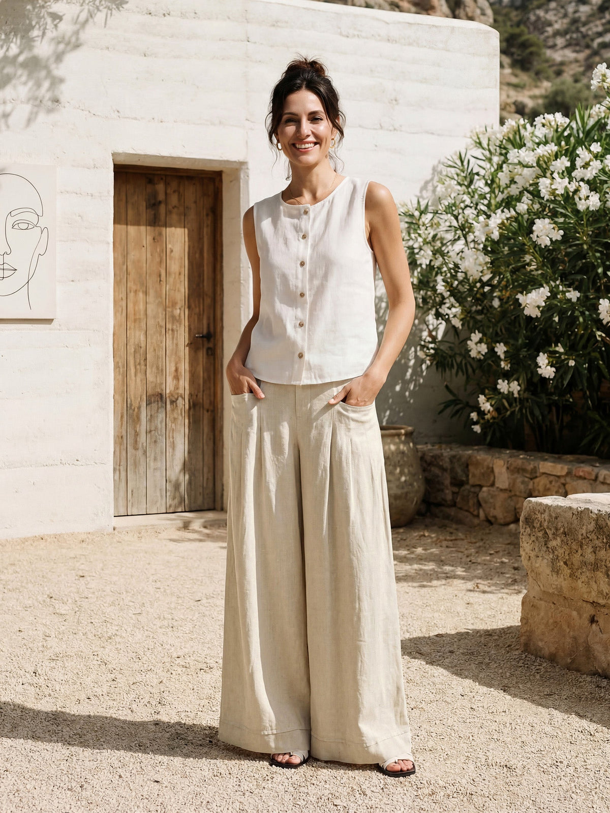 Pantalones relajados con pliegues
