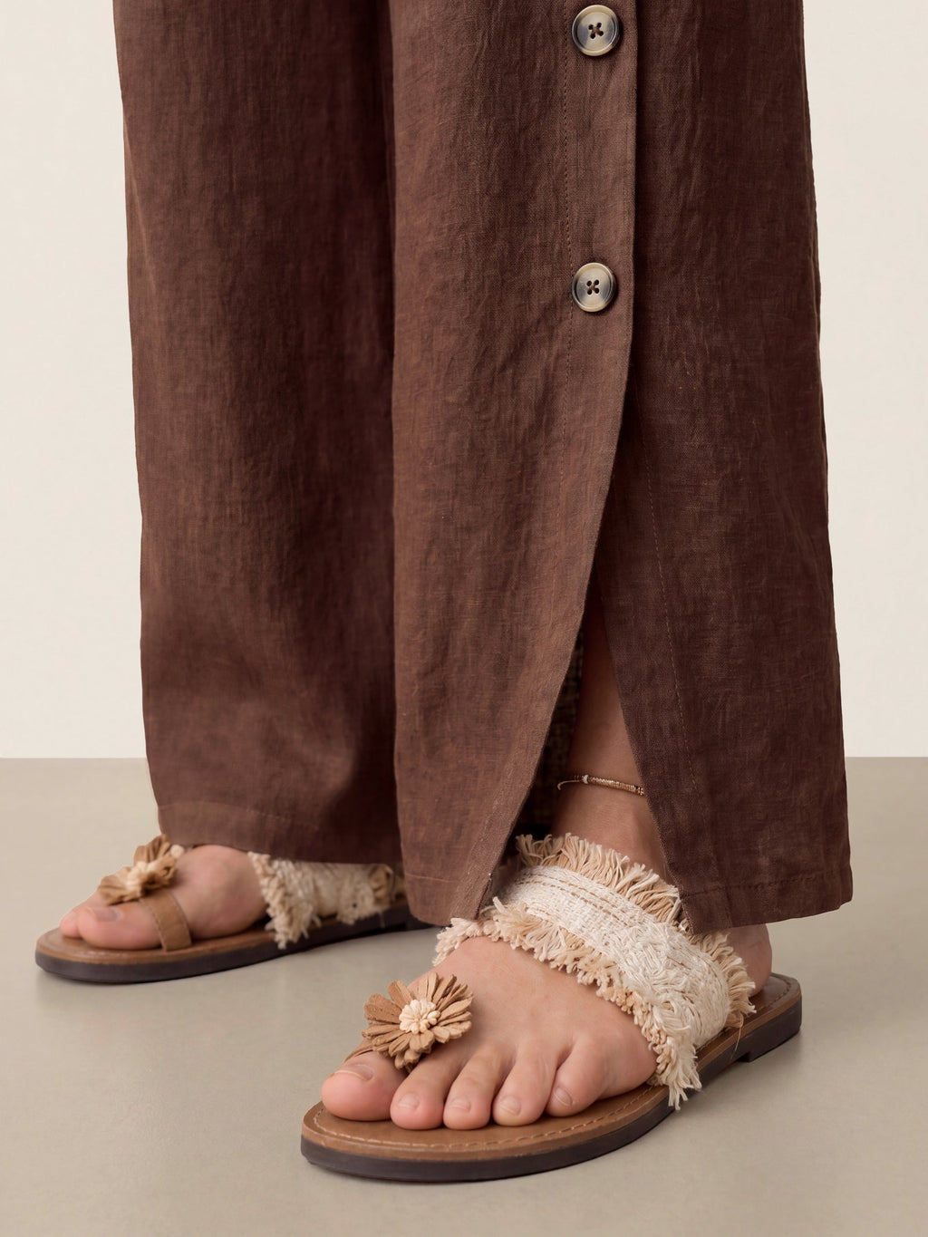 Pantalones 100% lino abotonados