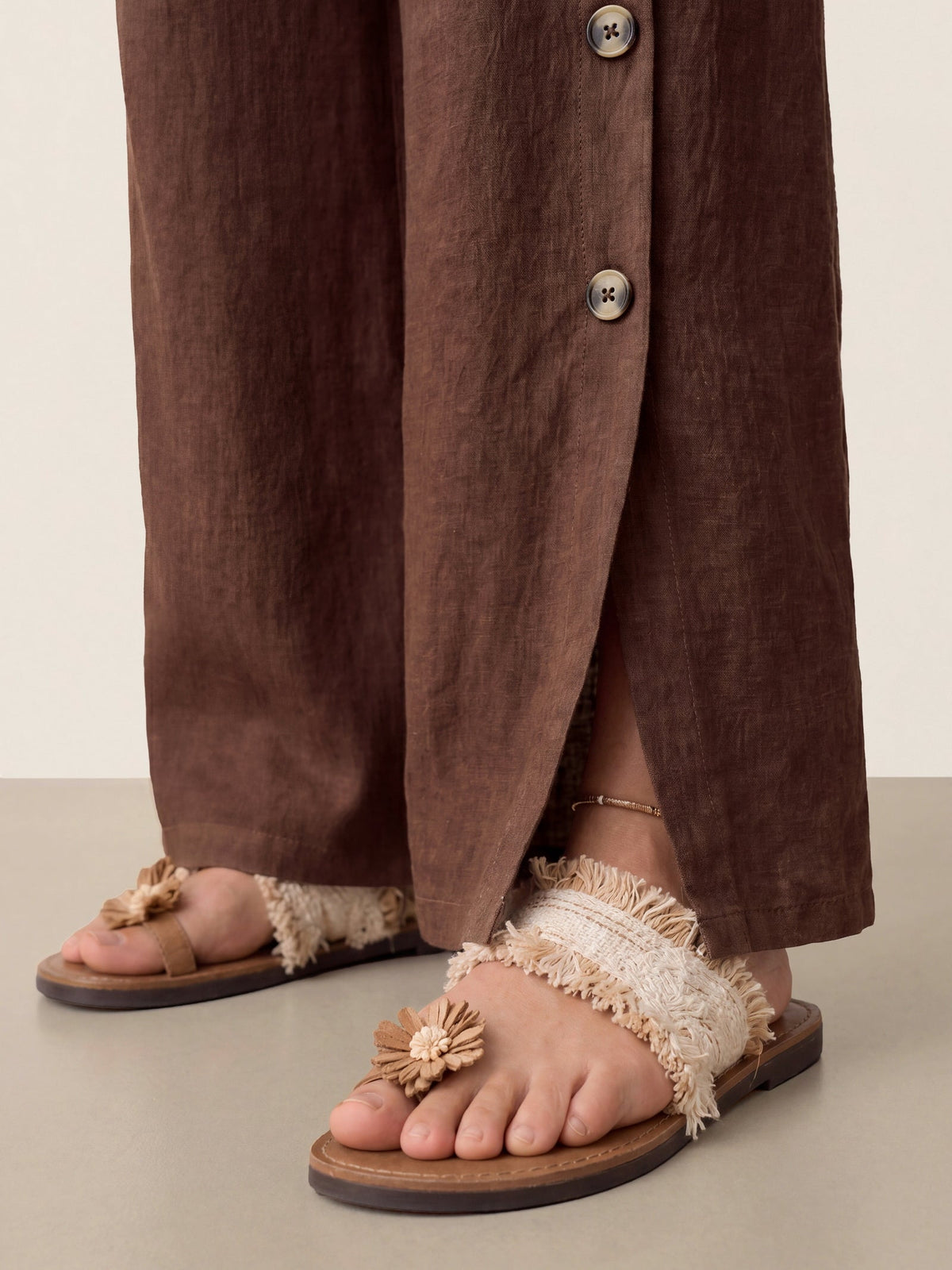 Pantalones 100% lino abotonados