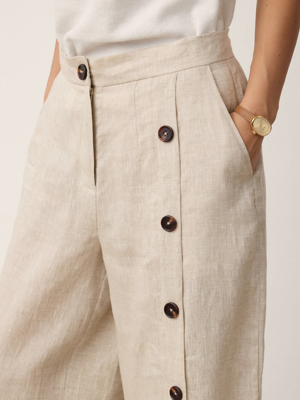 Pantalones 100% lino abotonados