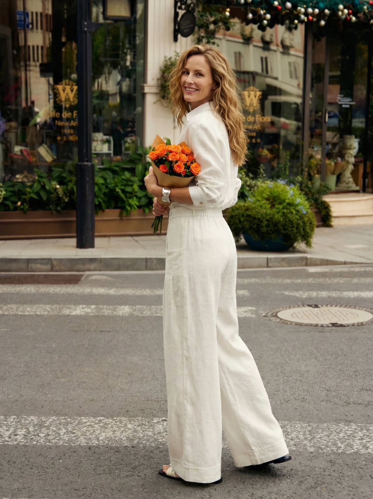 Pantalones relajados con pliegues