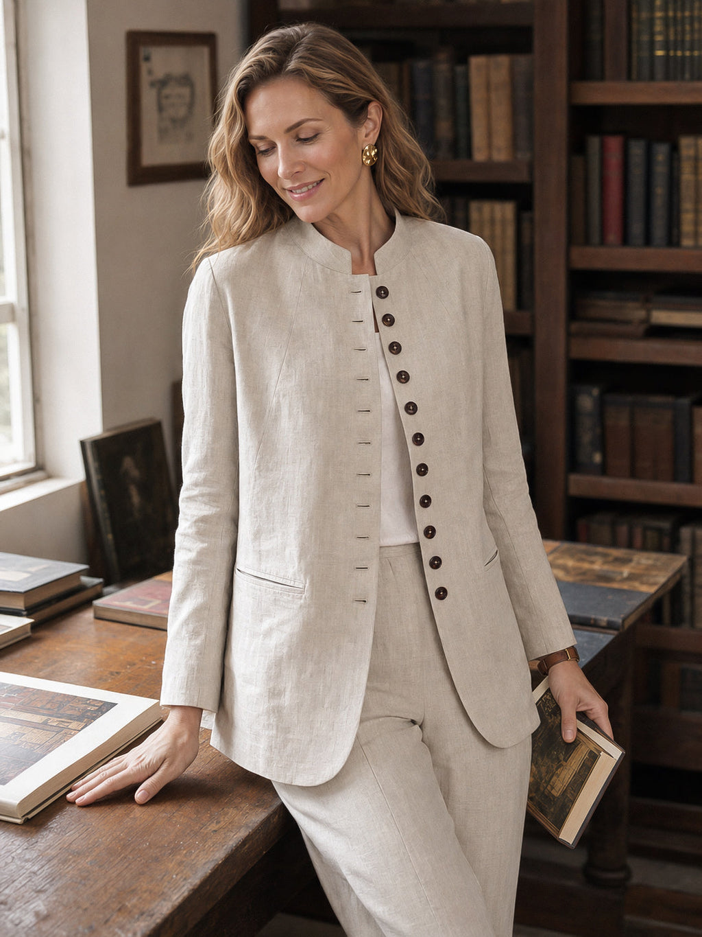 Chaqueta larga de lino ALIDA