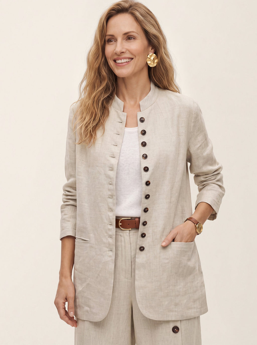 Chaqueta larga de lino ALIDA