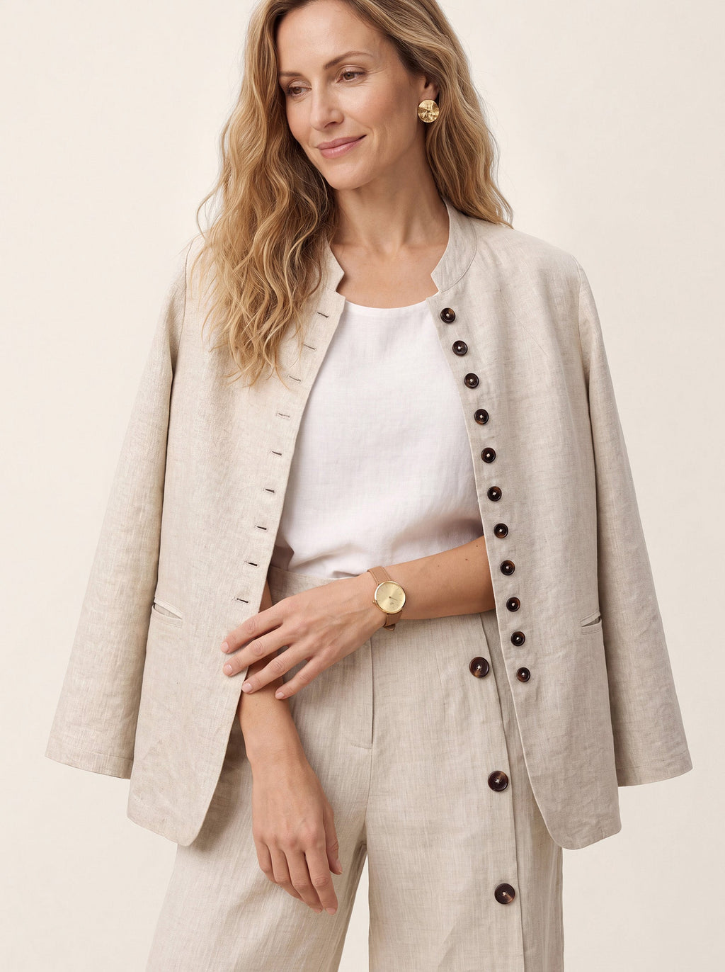 Chaqueta larga de lino ALIDA