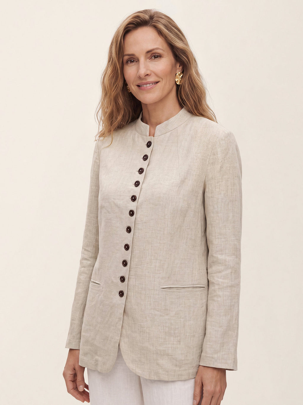 Chaqueta larga de lino ALIDA