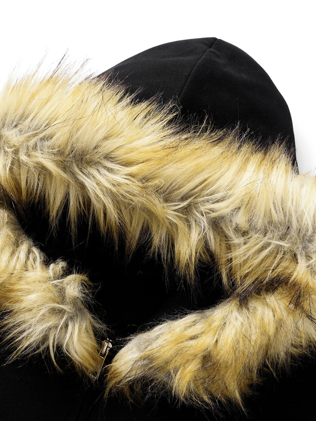 Relaxed fit faux fur collar zip up hoodie