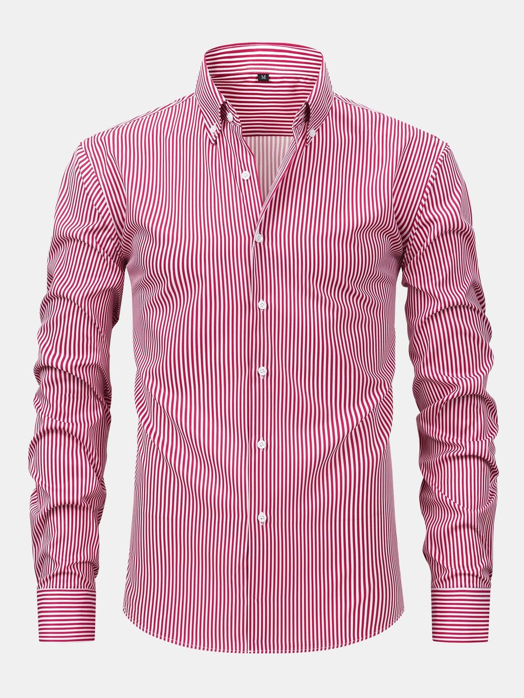 Camisa con botones de rayas de manga larga y pantalones ajustados de corte cónico