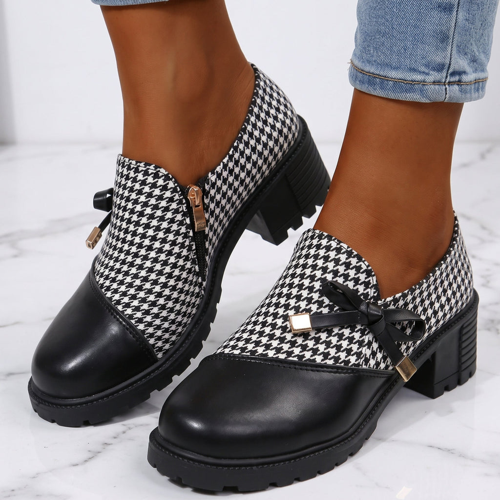 Mocasines de pata de gallo con lazo