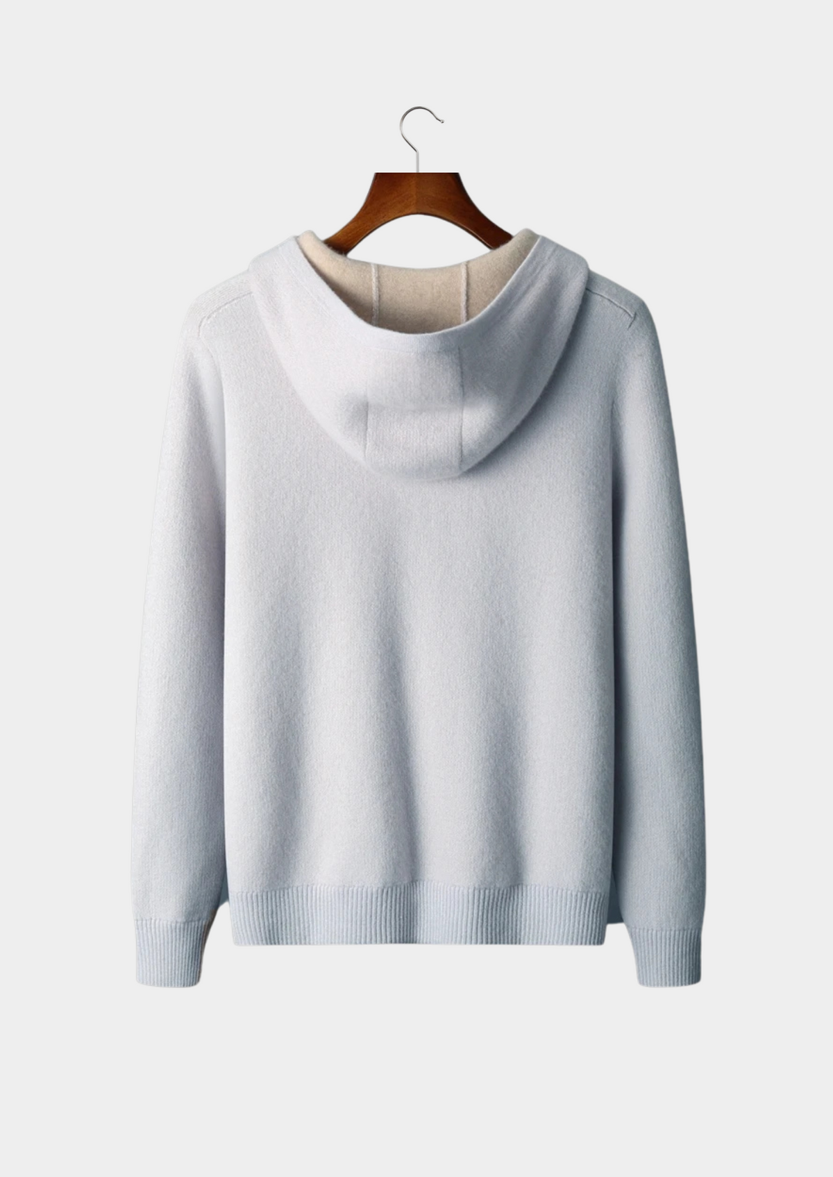 Sudadera bicolor 100% cachemir con cremallera y capucha