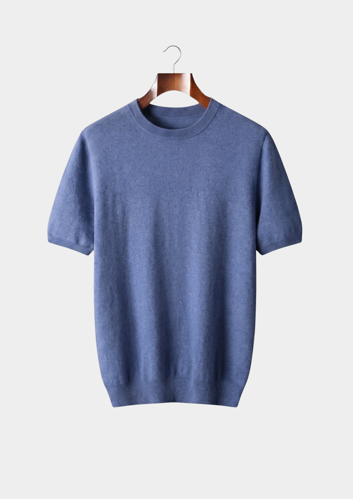 Camiseta clásica de cuello redondo 100 % cachemira