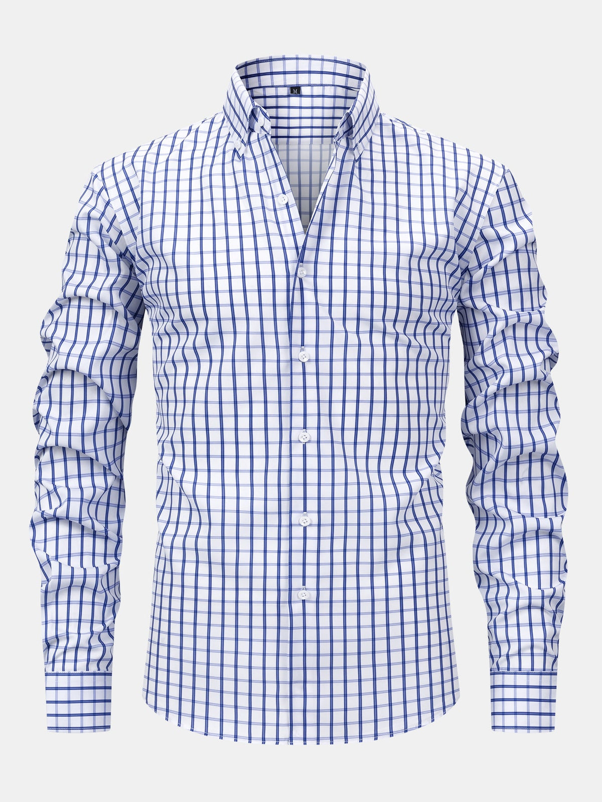 Camisa con botones de cuadros de manga larga