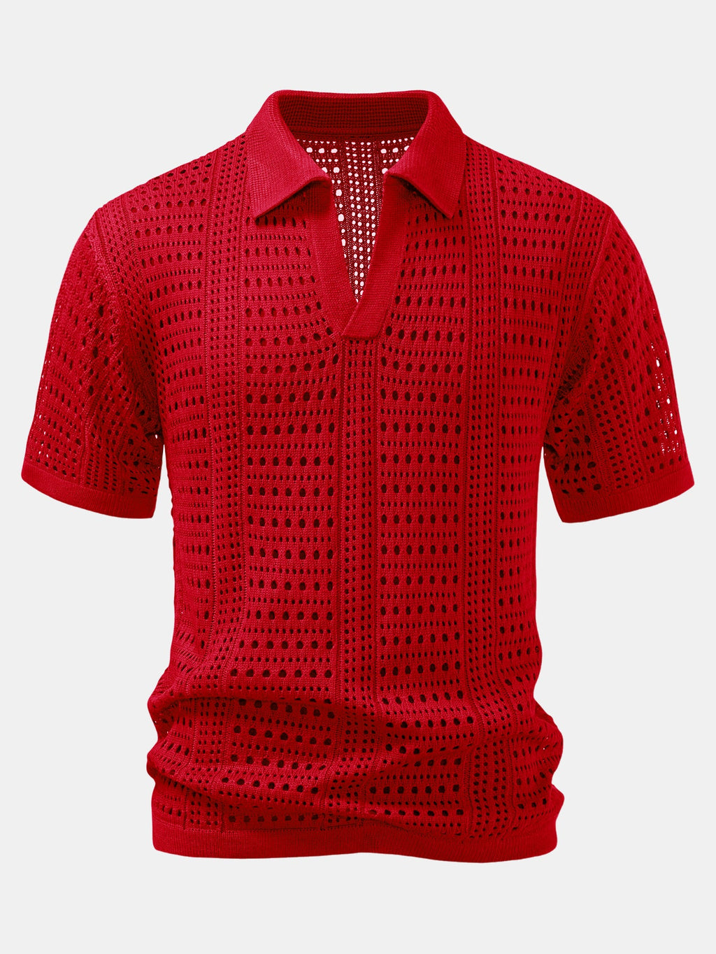 Polo de crochet con cuello en V & Pantalones de lino