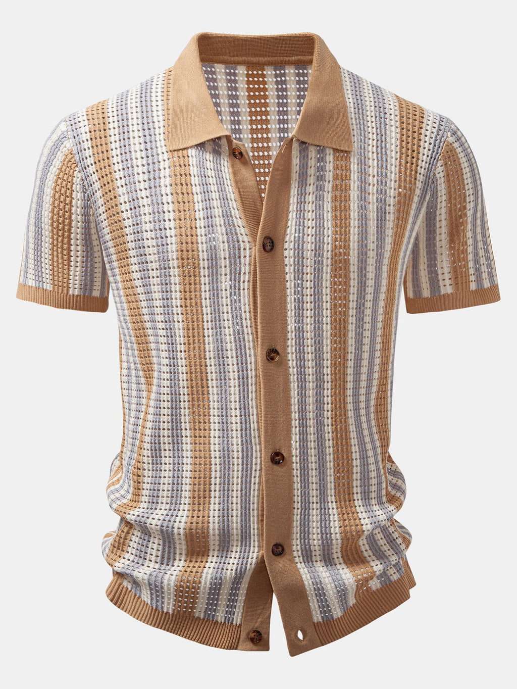 Häkelshirt mit gestreiften Ösen