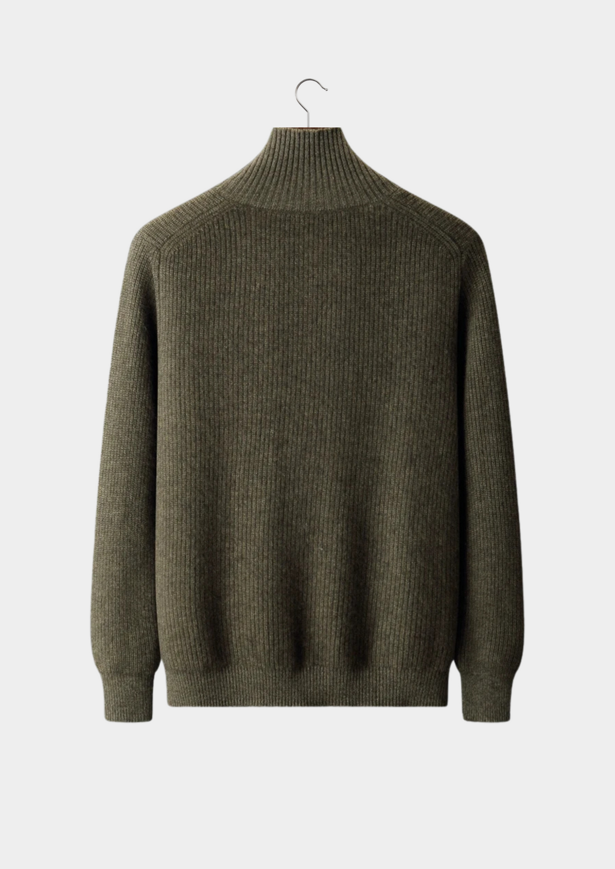 100% Jersey cachemir en canalé con cuello alto