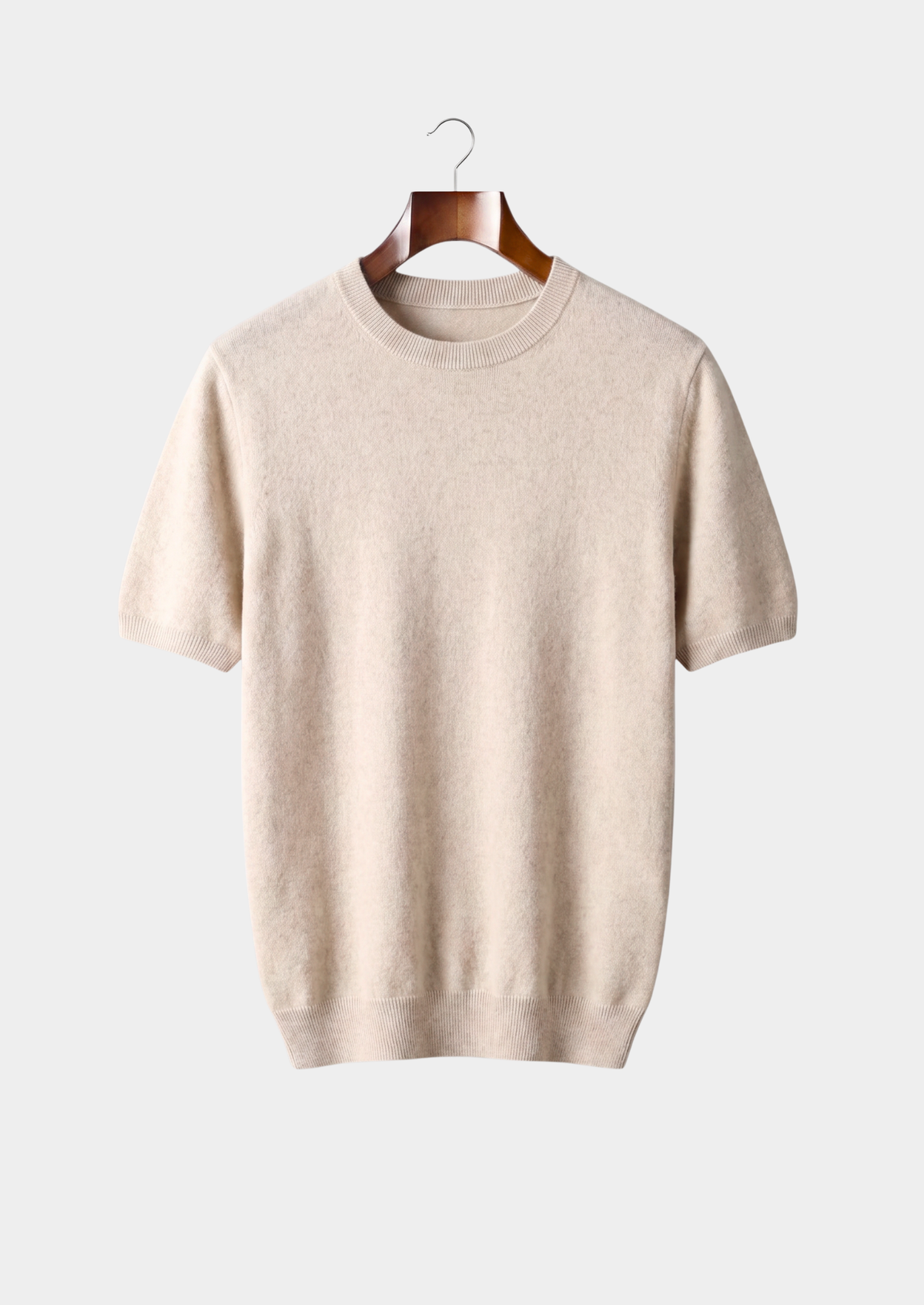Camiseta clásica de cuello redondo 100 % cachemira