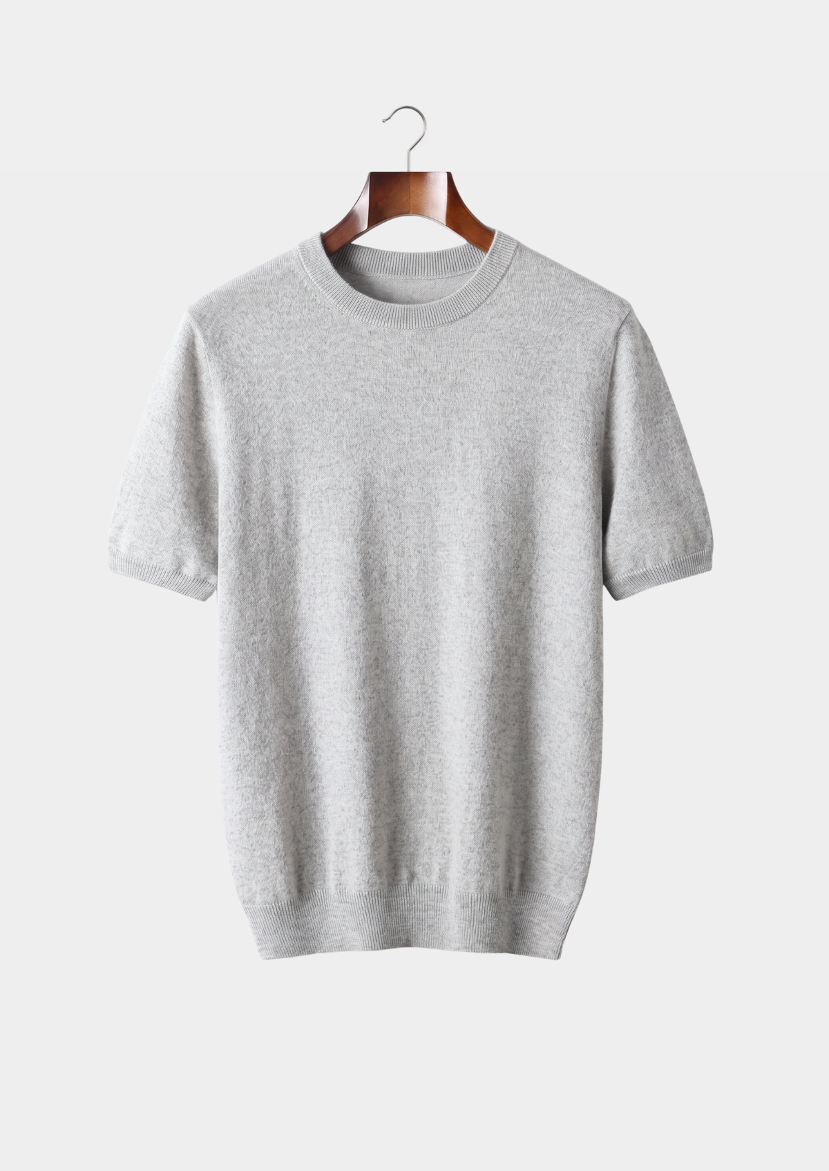 Camiseta clásica de cuello redondo 100 % cachemira