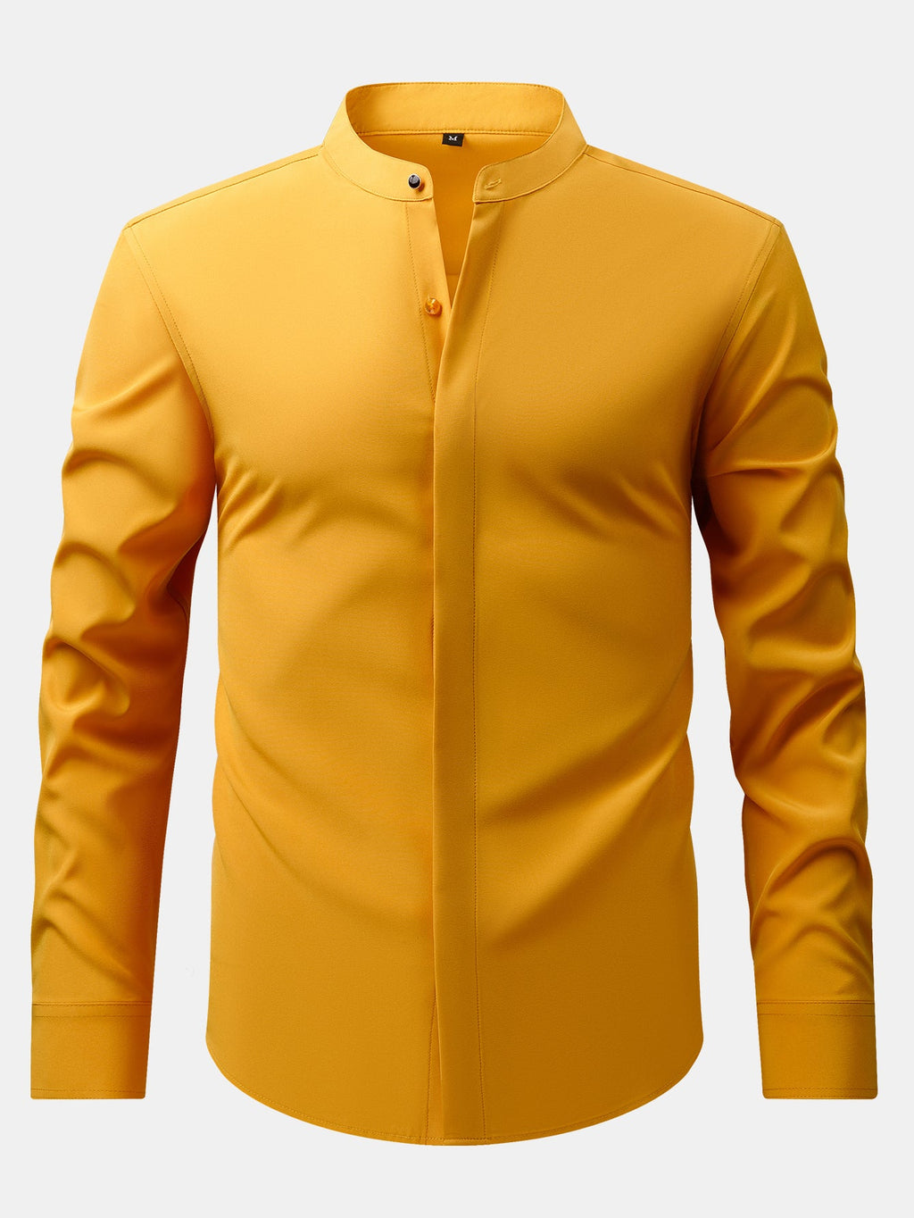 Camisa de Vestir con Cuello Mao y Pantalón Ajustado de Corte Cónico