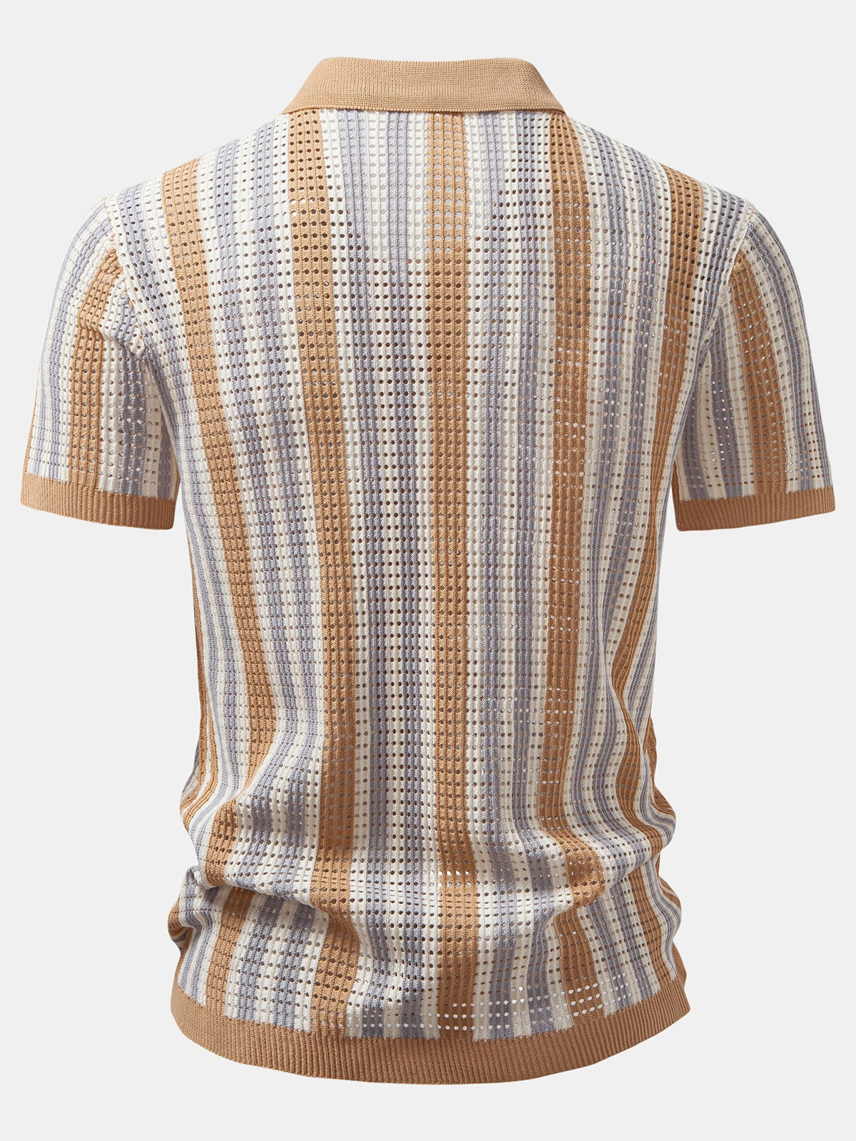 Camisa de crochet con ojales a rayas