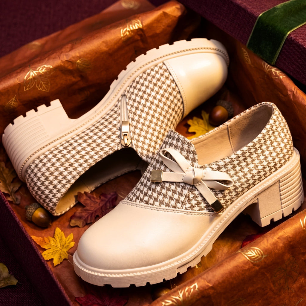 Mocasines de pata de gallo con lazo