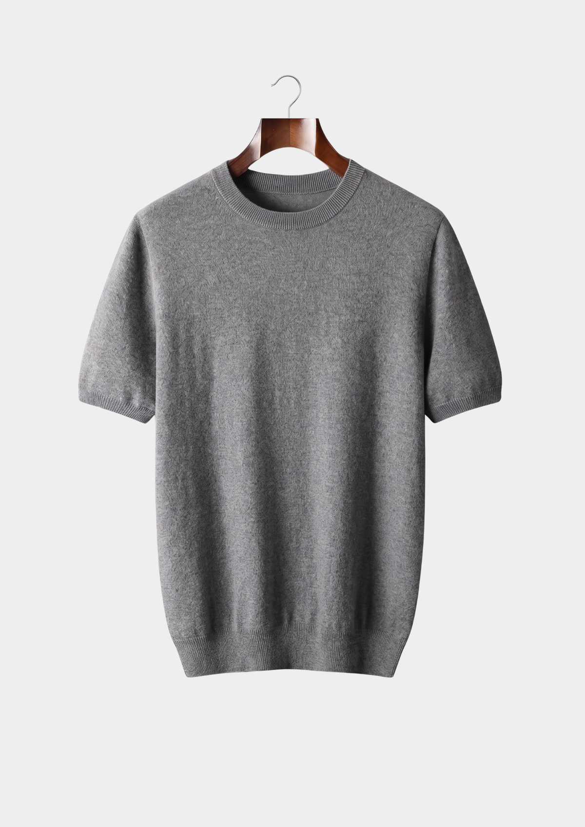 Camiseta clásica de cuello redondo 100 % cachemira
