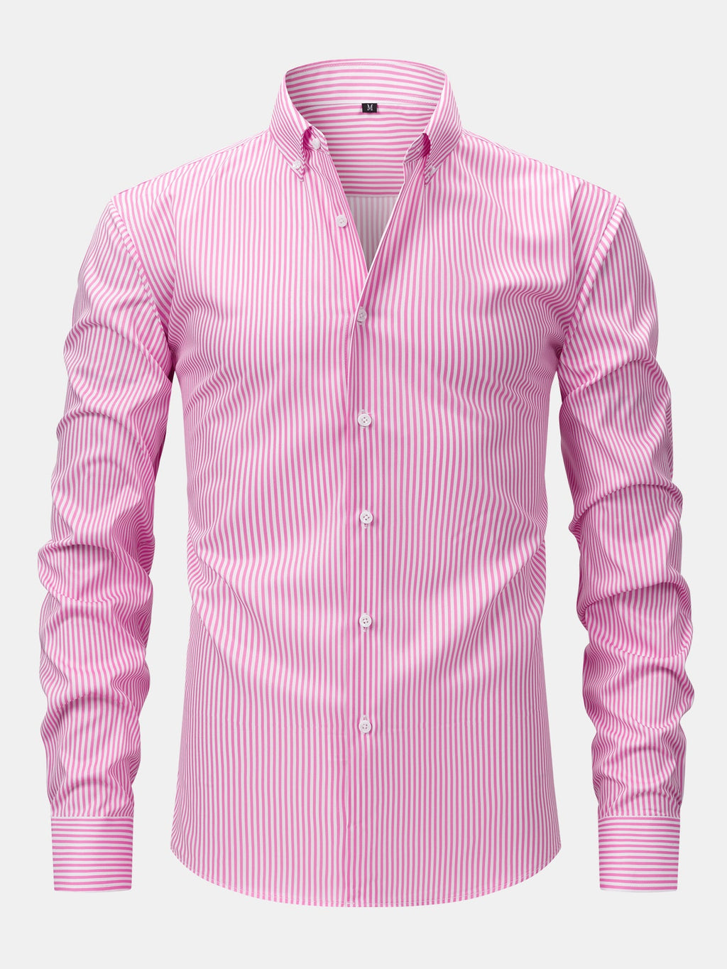 Camisa con botones de rayas de manga larga y pantalones ajustados de corte cónico