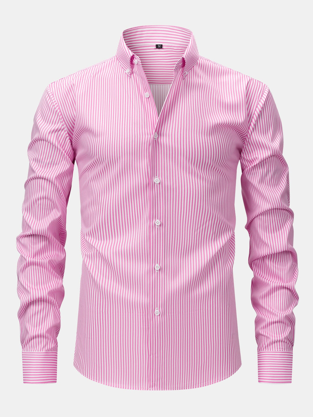 Camisa con botones de rayas de manga larga y pantalones ajustados de corte cónico
