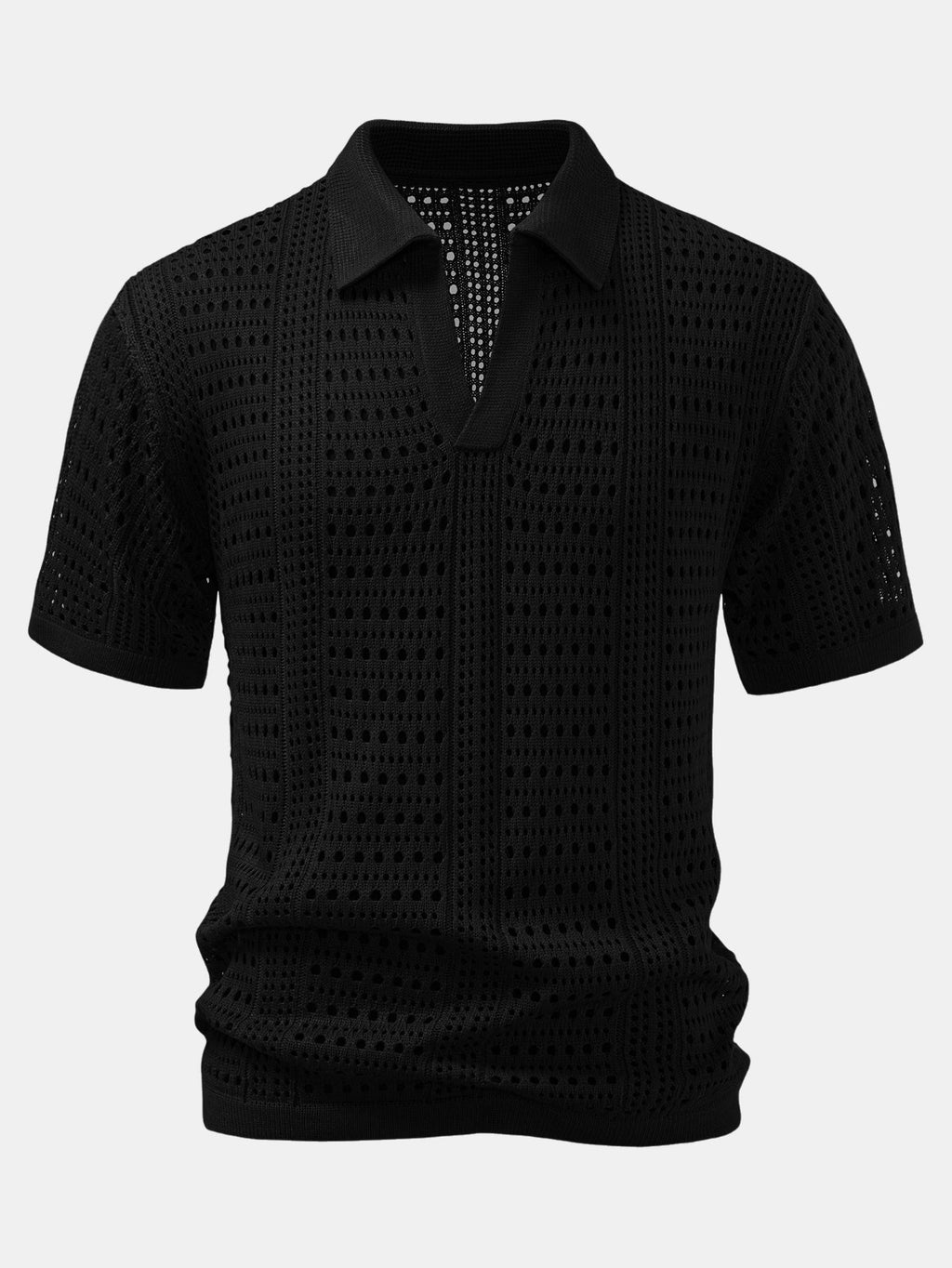 Polo de crochet con cuello en V & Pantalones de lino