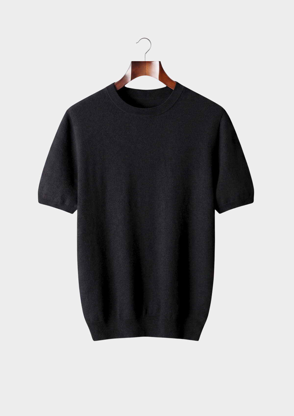 Camiseta clásica de cuello redondo 100 % cachemira
