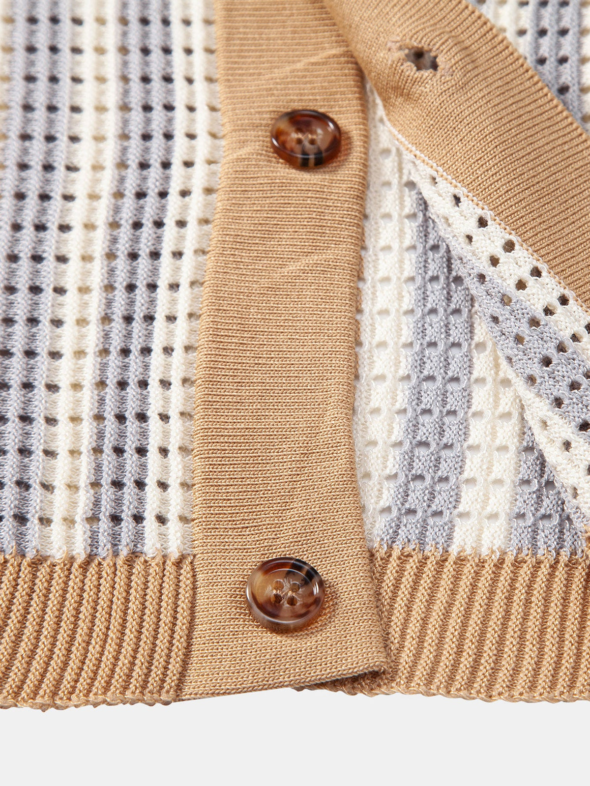 Camisa de crochet con ojales a rayas