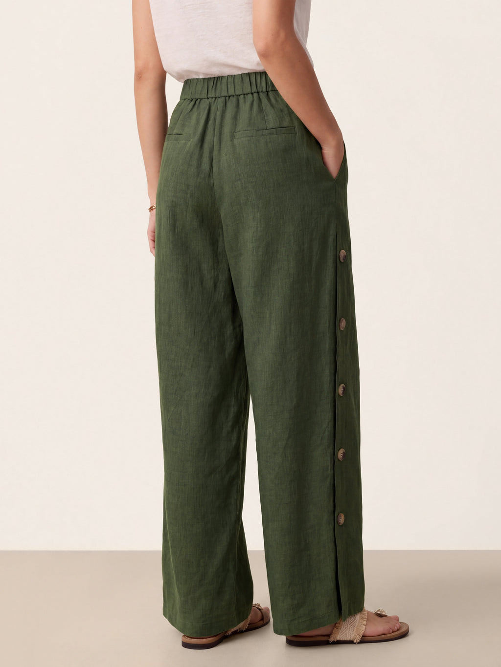 Pantalones 100% lino abotonados