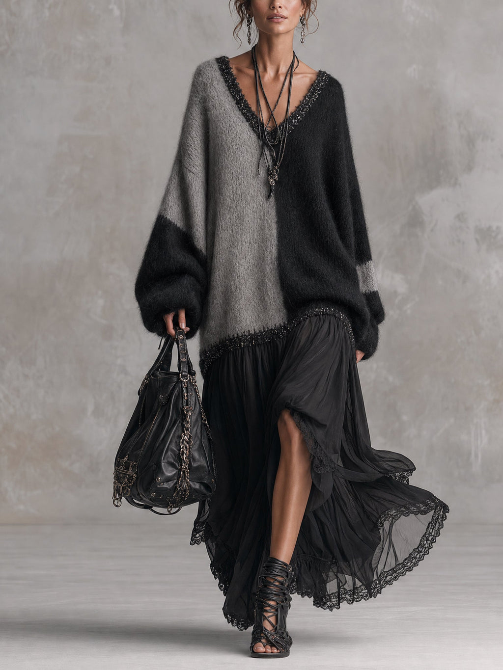 Vestido Largo Oversize de Punto