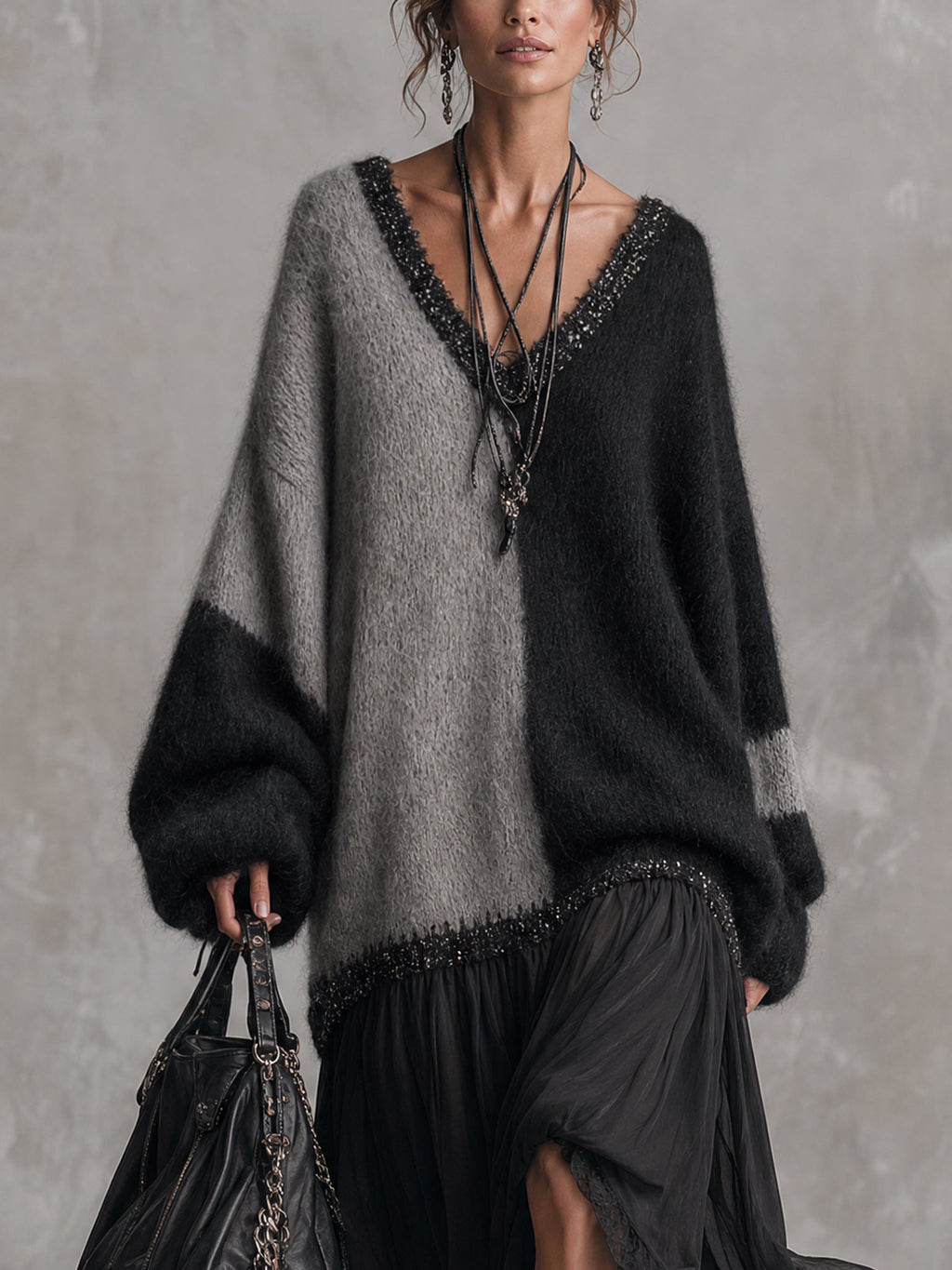 Vestido Largo Oversize de Punto