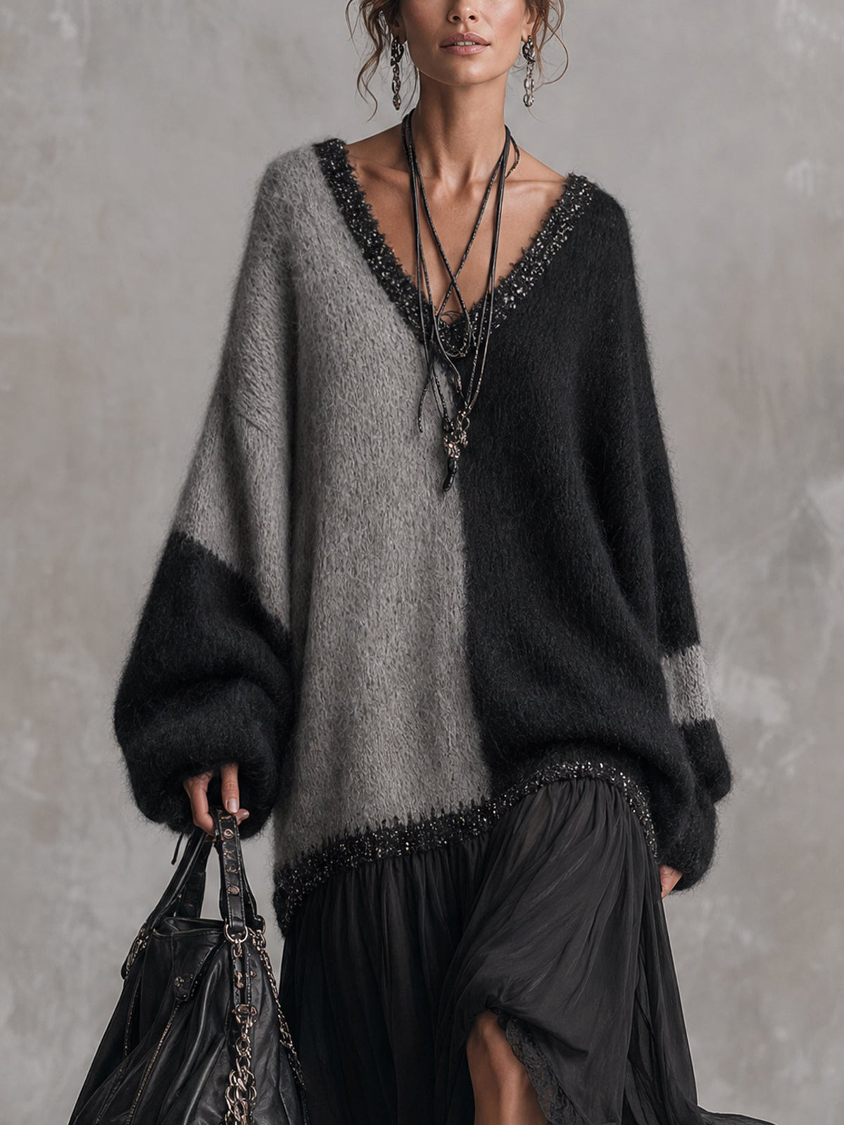Vestido Largo Oversize de Punto