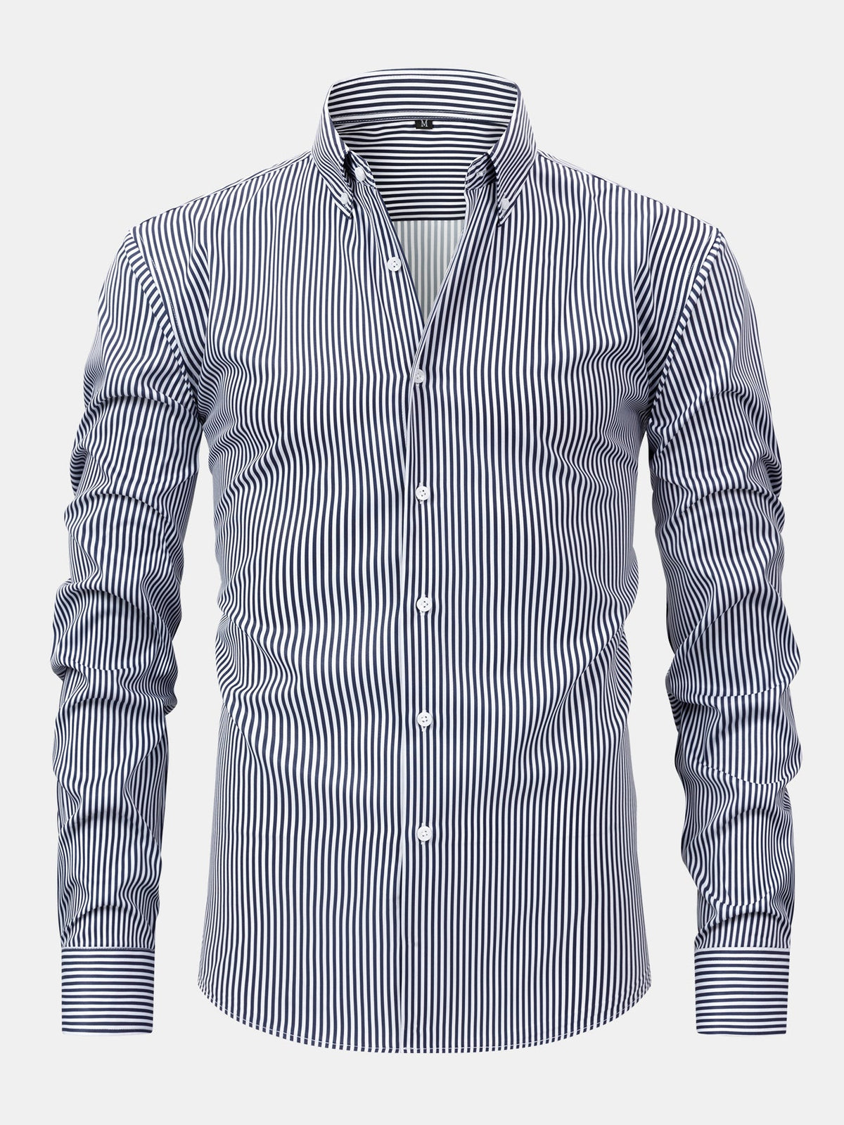 Camisa con botones de rayas de manga larga