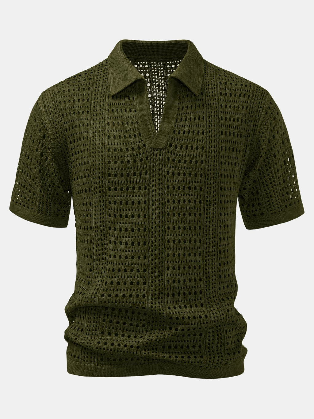 Polo de crochet con cuello en V & Pantalones de lino