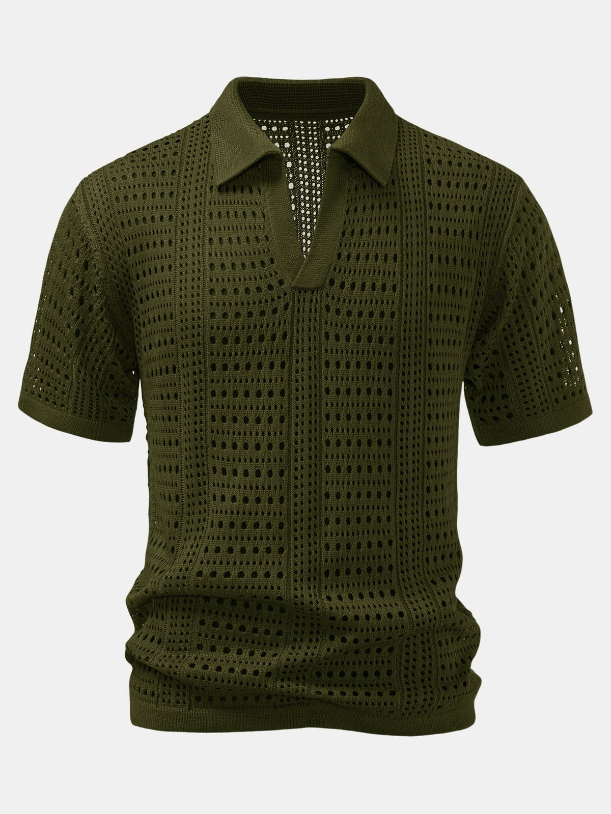 Polo de crochet con cuello en V & Pantalones de lino