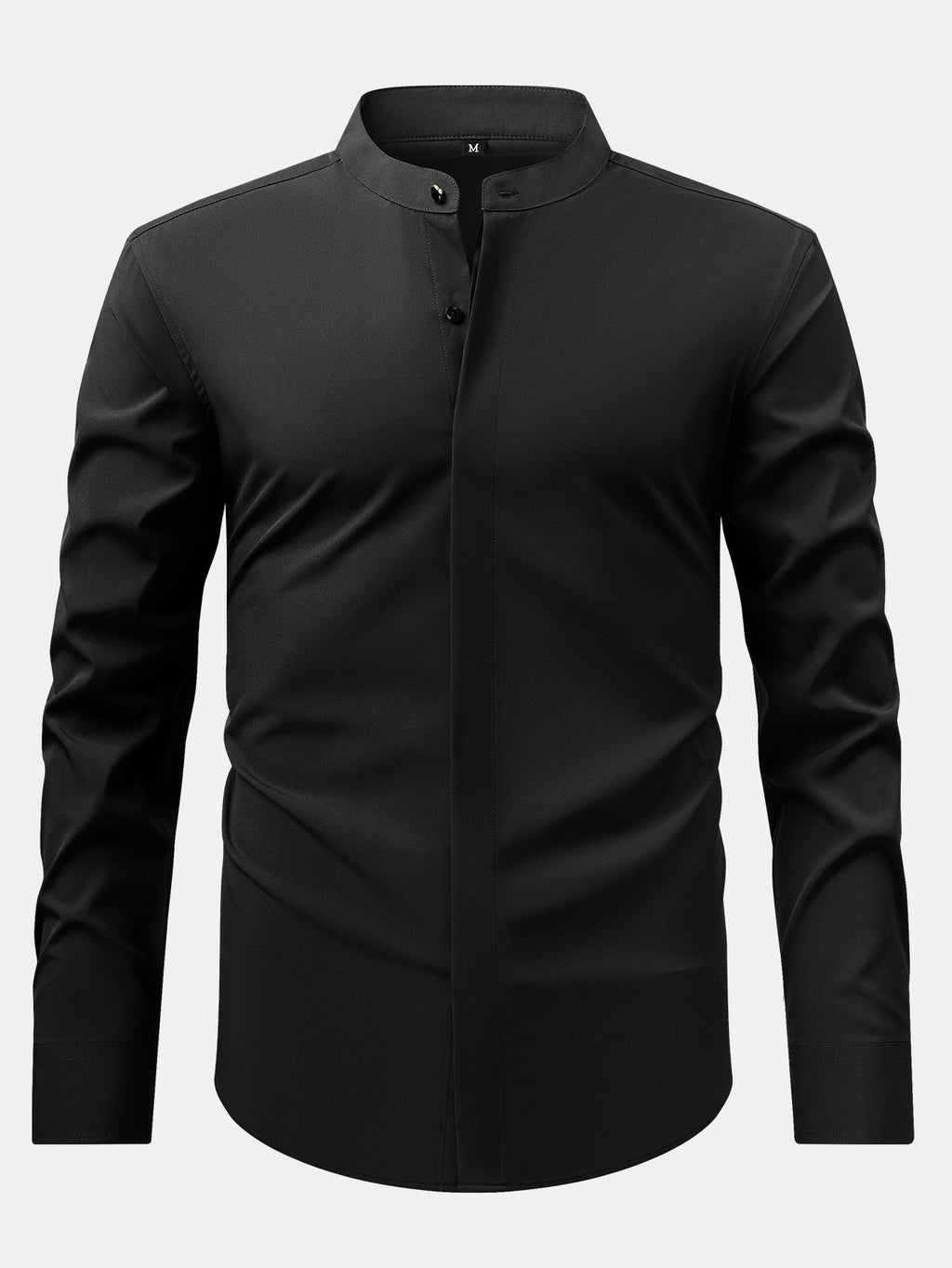 Camisa de Vestir con Cuello Mao y Pantalón Ajustado de Corte Cónico