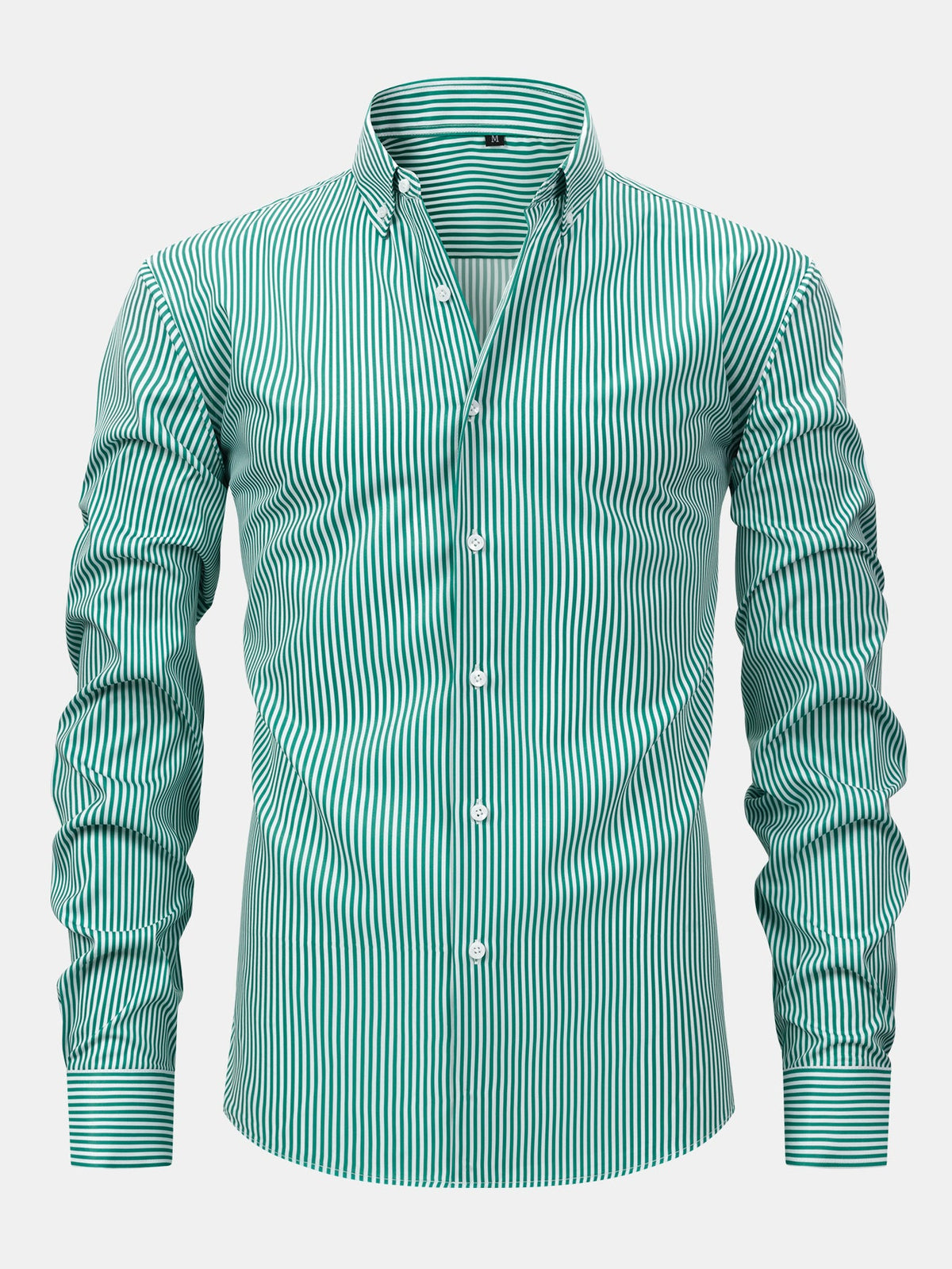 Camisa con botones de rayas de manga larga