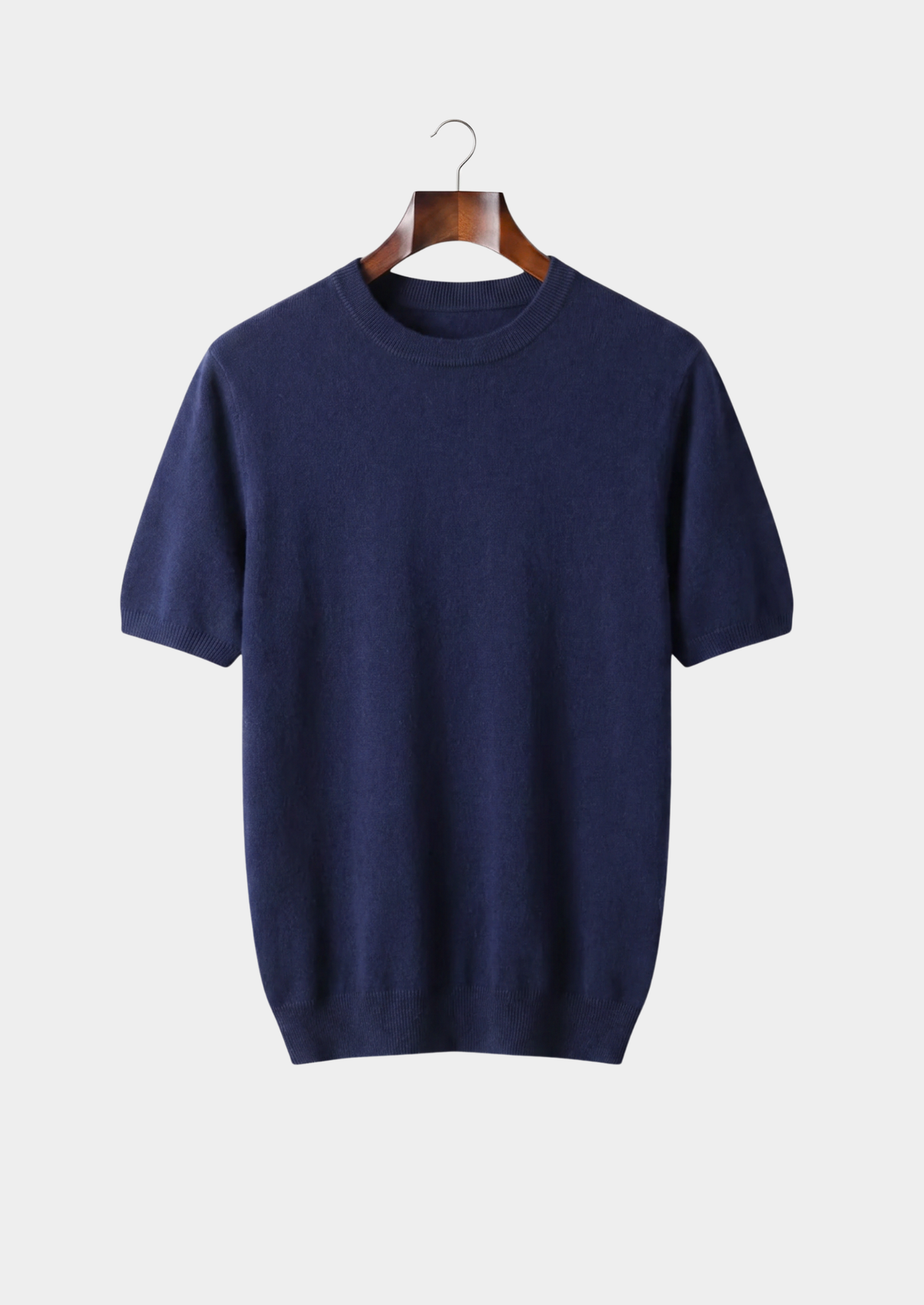 Camiseta clásica de cuello redondo 100 % cachemira