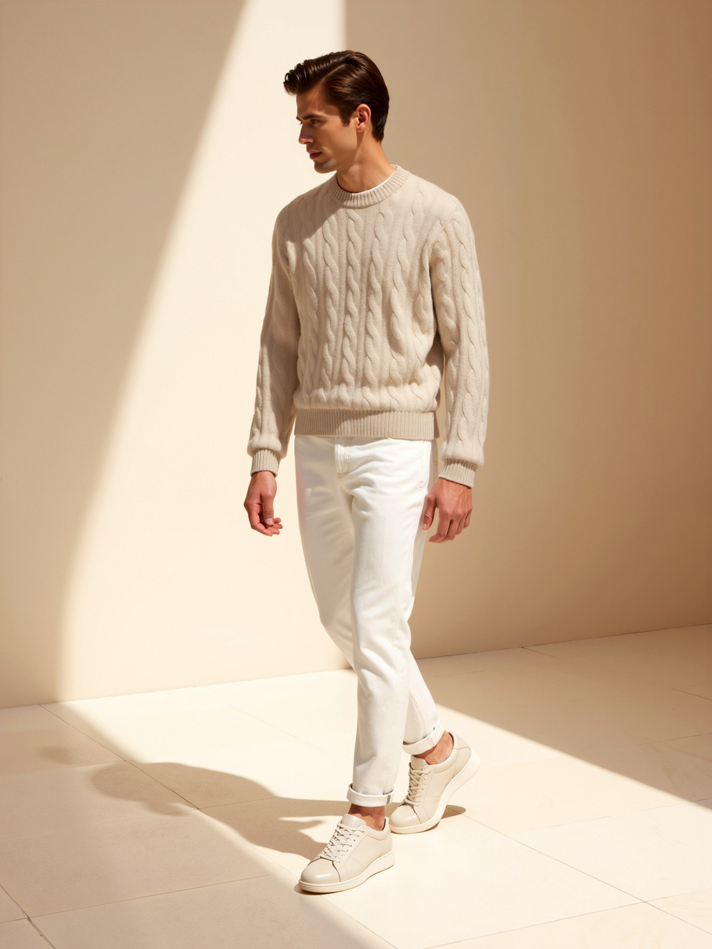 Jersey de cachemir en punto trenzado