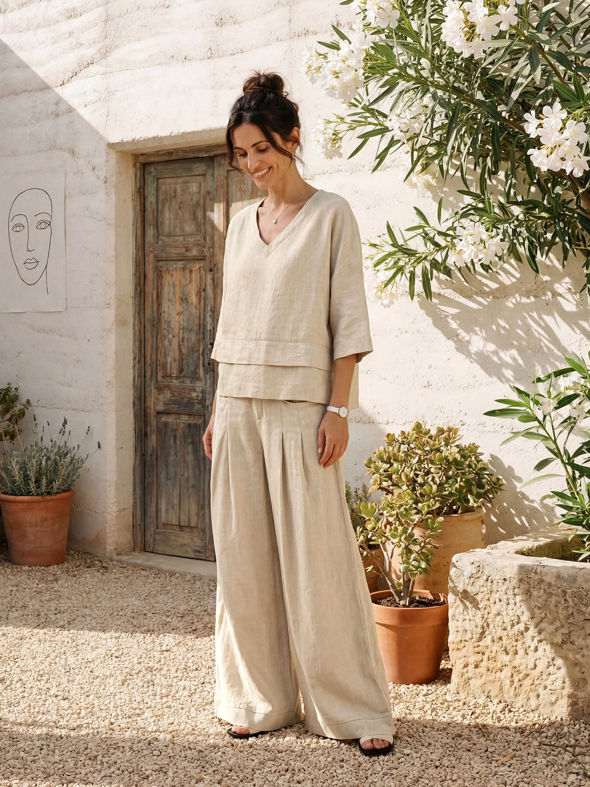 Pantalones relajados con pliegues