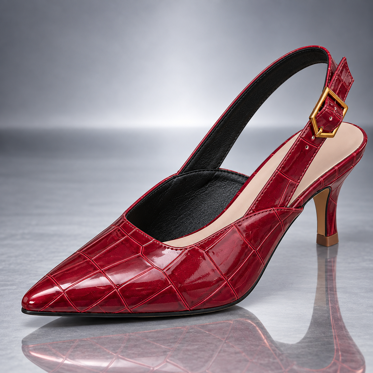 Tacones destalonados efecto croco