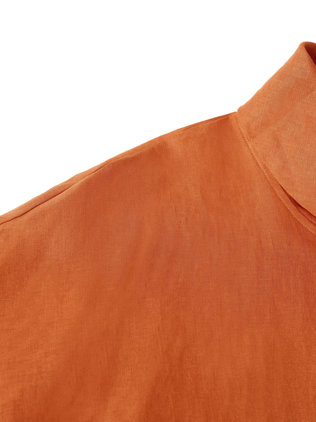 Top de lino con cuello doblado y mangas acampanadas