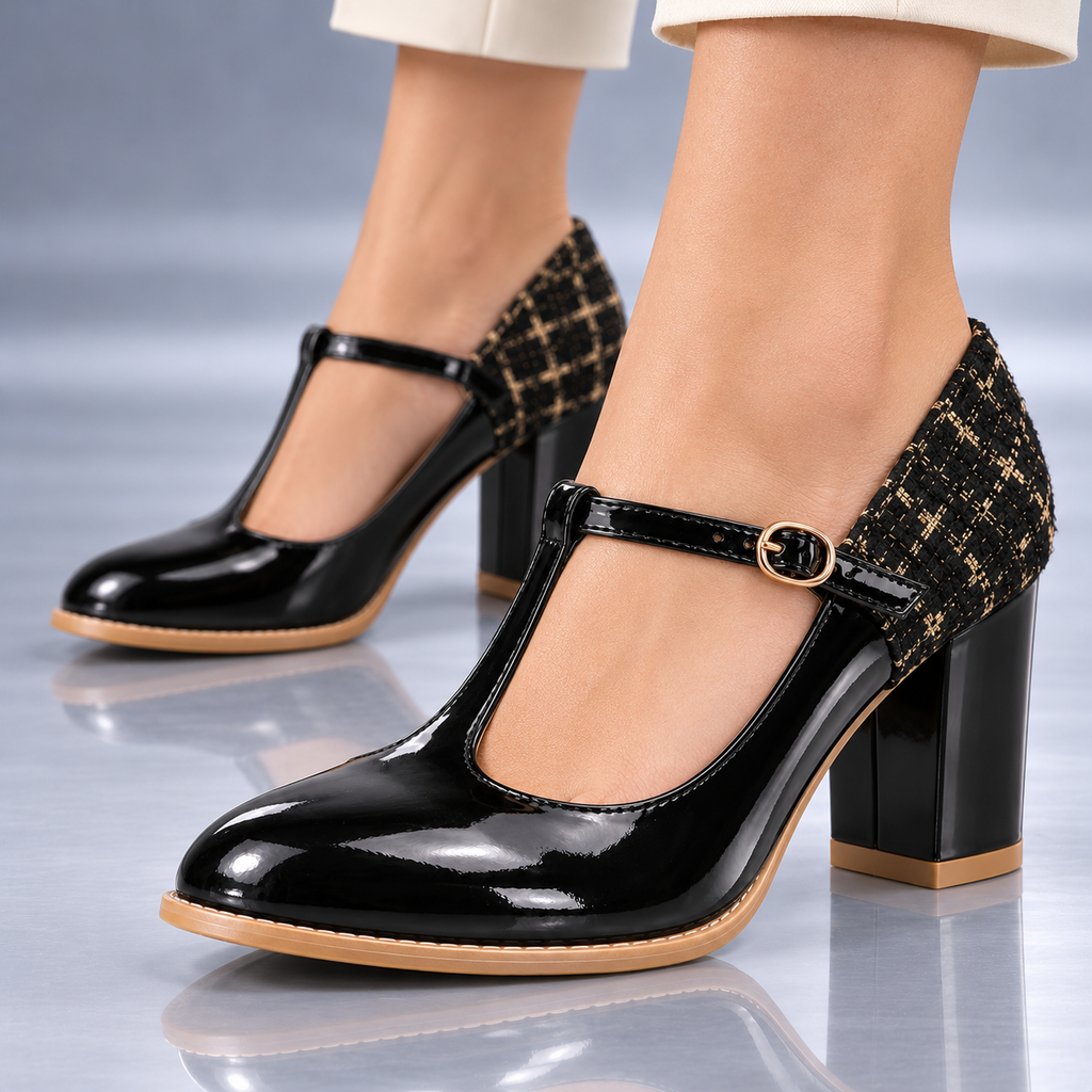 Rosalía | Zapatos de charol con tacón y tira