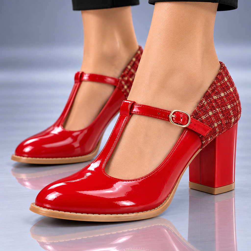 Rosalía | Zapatos de charol con tacón y tira