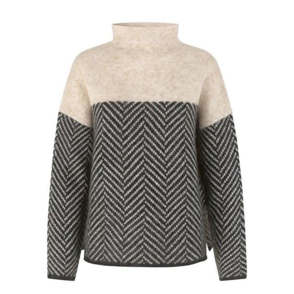 Jersey de cuello alto con diseño de espiga